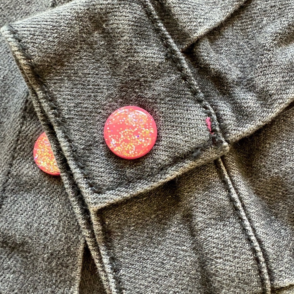 Kids Billiblush Denim Button-Up Shirt/Light Jacket Pink Buttons Bedazzle on Back - Picture 9 of 10